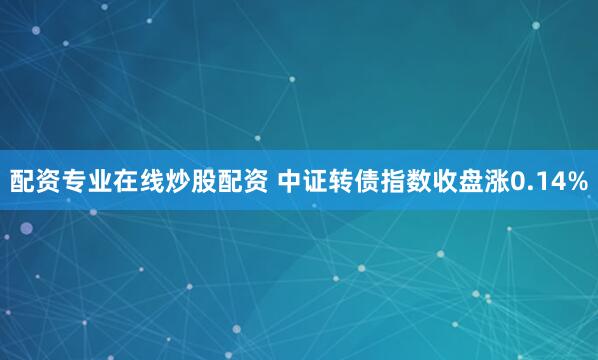 配资专业在线炒股配资 中证转债指数收盘涨0.14%