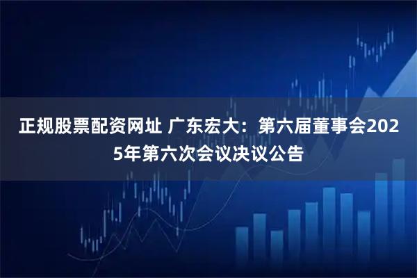 正规股票配资网址 广东宏大：第六届董事会2025年第六次会议决议公告